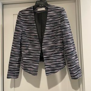Tahari ASL Women's Striped Jacquard Blazer - Navy/Black/ Rose/white . Size 4